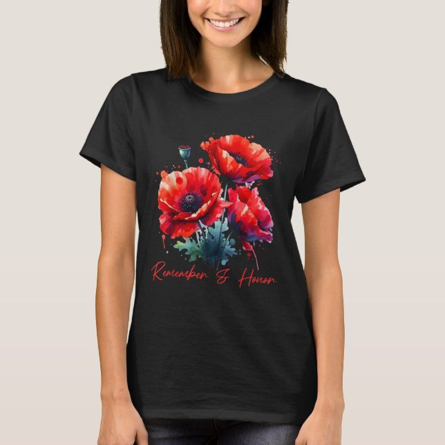 Veterans Day 2024 Usa Memorial Day Red Poppy T-Shirt (Front)