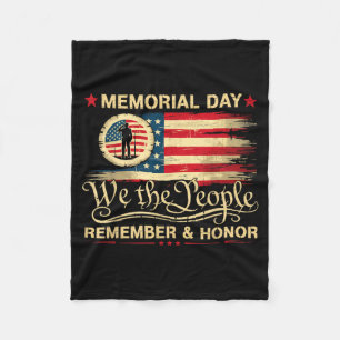 Veterans Day 2026 USA Memorial Day Red Poppy Fleece Blanket