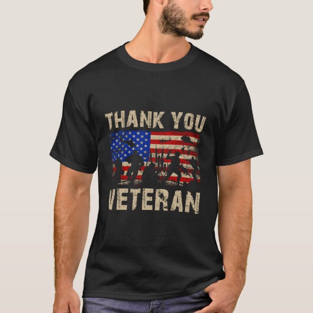 Veterans Day - 4Th Of July - Usa Flag - Thank You  T-Shirt (Front)