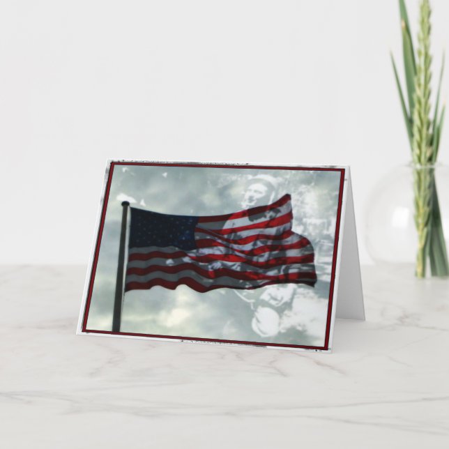 Veterans Day,  American Flag and WWII Veteran Card (Front)