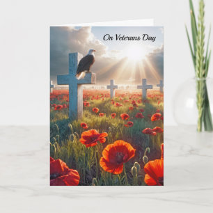 Veterans Day Bald Eagle On Military Cross Card