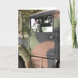 Veteran's Day - Camp truck w/flag Holiday Card