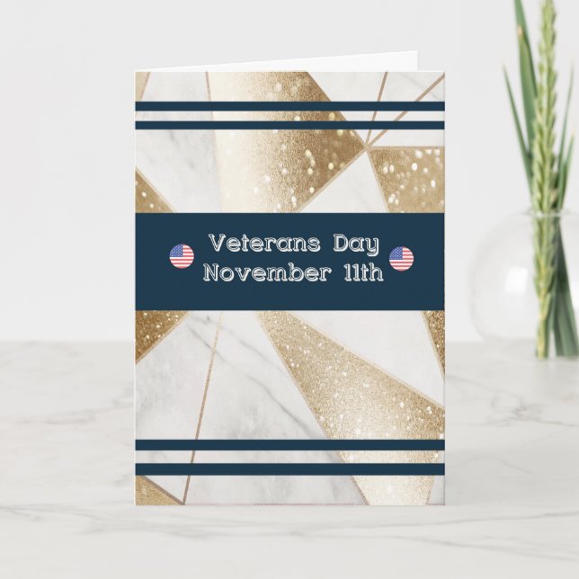Veterans Day Card Designer Faux Gold Background (Front)
