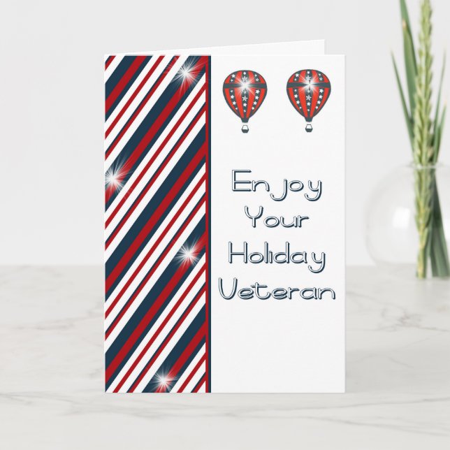 Veterans Day Card, Red, White, Blue with Balloons Card (Front)