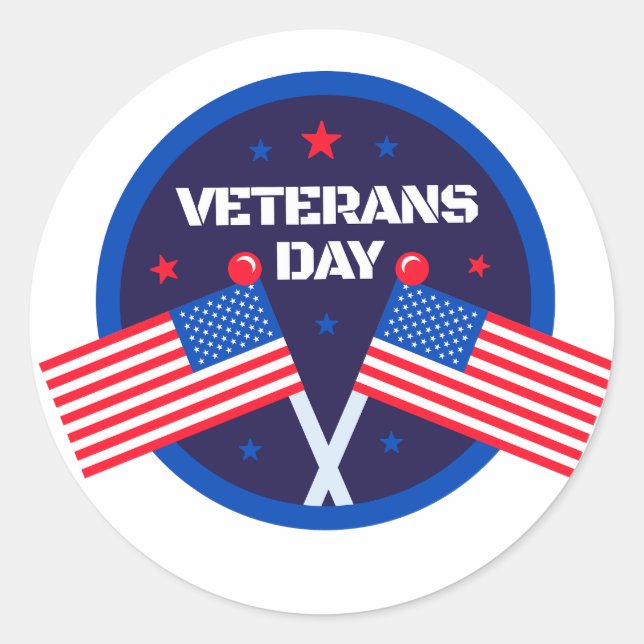 Veterans Day Classic Round Sticker (Front)