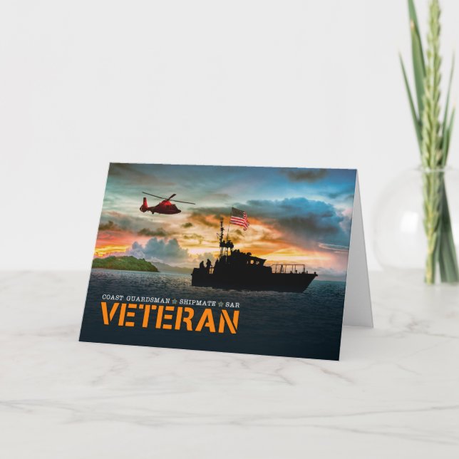 Veterans Day Coast Guardsman Holiday Card (Front)