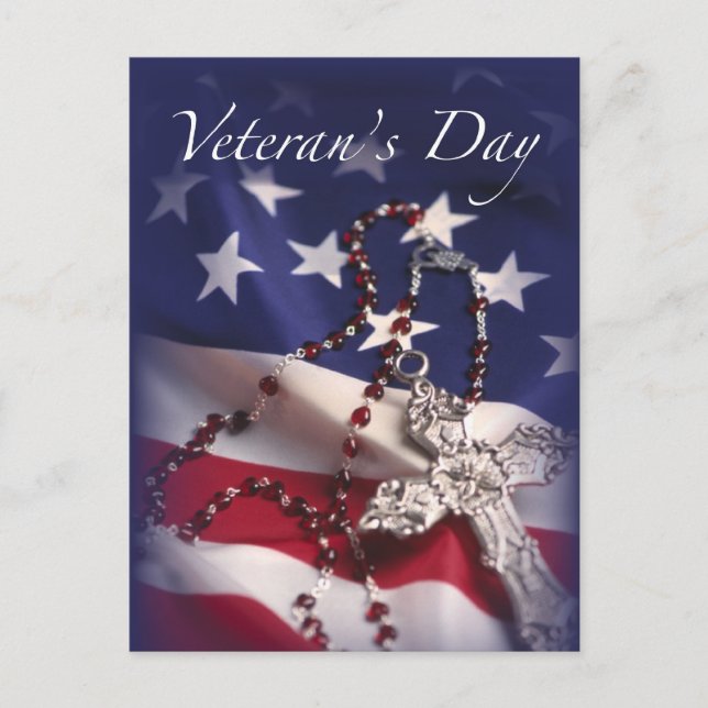 Veteran's Day Cross and Flag Postcard (Front)