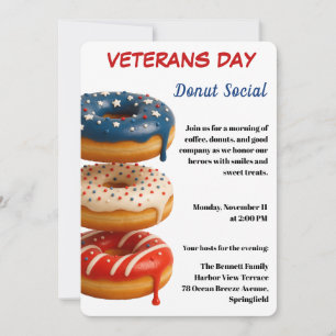 Veterans Day Doughnut Social Celebration Invitation