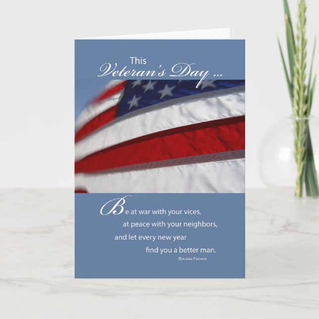 Veteran's Day Flag Thank You Card (Front)