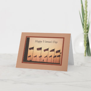 Veteran's Day Flags at Sunset Thank You Card