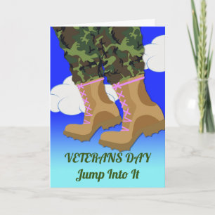 Veterans Day for Female Paratrooper Pink Laces Card