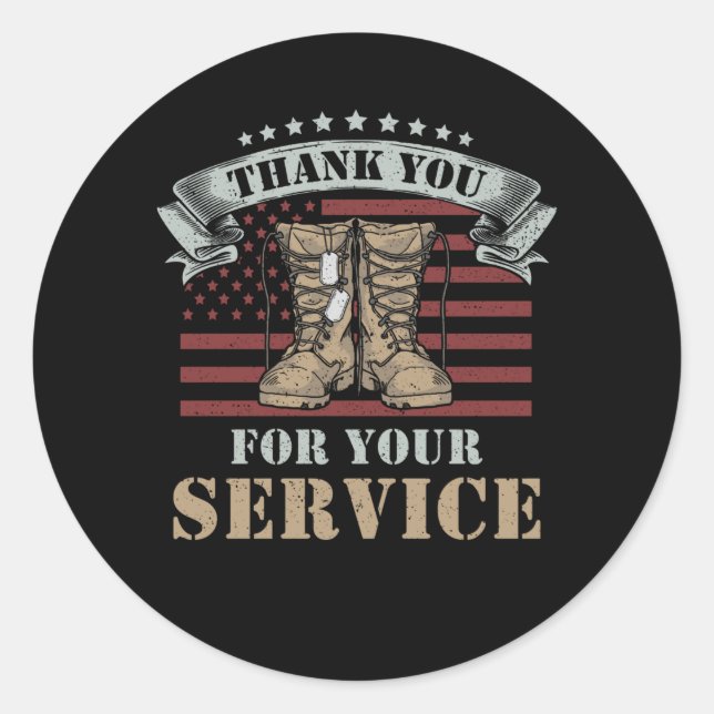 Veterans Day Gift Thank You for your service Classic Round Sticker (Front)