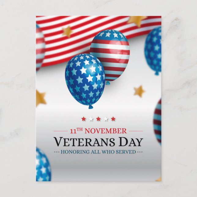 Veterans Day  Holiday Postcard (Front)