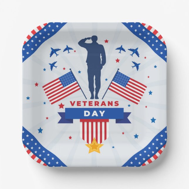 Veterans Day - Honouring all who served  Paper Plate (Front)