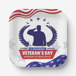Veterans Day - Honouring all who served  Paper Plate