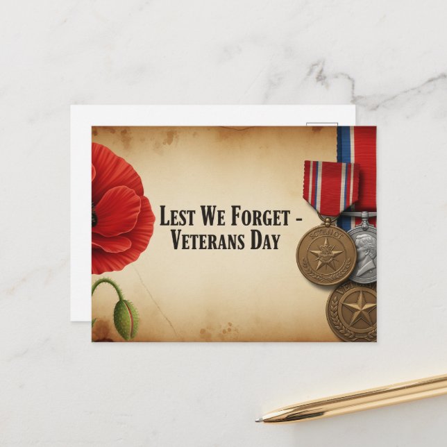 Veterans Day - Honouring all who served Postcard (Front/Back In Situ)