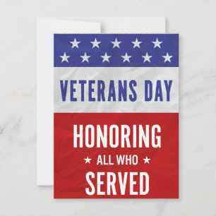 Veterans Day - Honouring all who served Postcard
