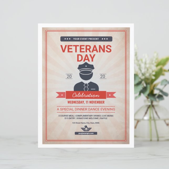 Veterans Day Invitation Flyer Template (Standing Front)