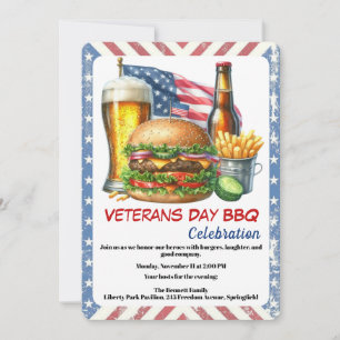 Veterans Day Invitation Honoring Heroes BBQ