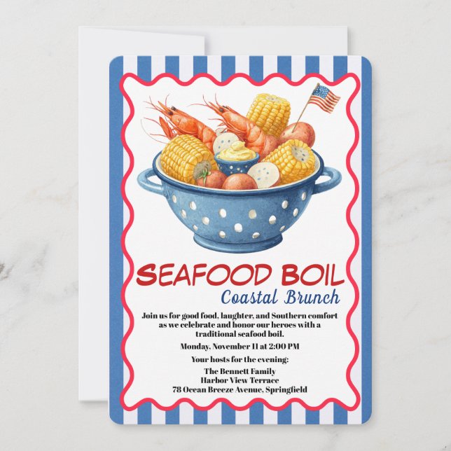 Veterans Day Invitation | Seafood Boil Celebration (Front)