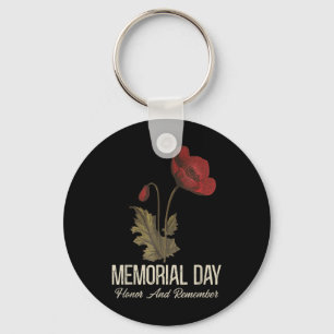 Veterans Day Lest We Forget Red Poppy Flower Usa Key Ring