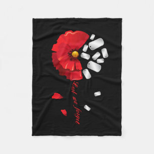 Veterans Day Lest We Forget Red Poppy Flower Usa M Fleece Blanket