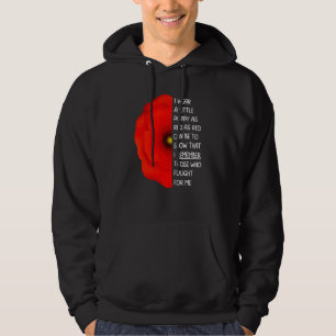 Veterans Day Lest We Forget Red Poppy Flower USA M Hoodie