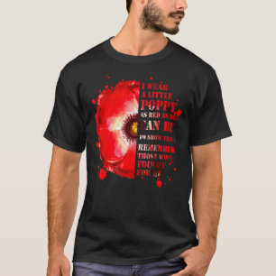 Veterans Day Lest We Forget Red Poppy Flower USA M T-Shirt
