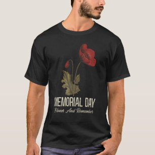 Veterans Day Lest We Forget Red Poppy Flower USA M T-Shirt
