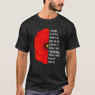 Veterans Day Lest We Forget Red Poppy Flower USA M T-Shirt