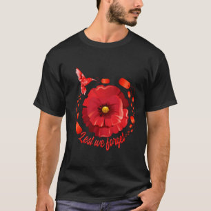 Veterans Day Lest We Forget Red Poppy Flower Usa M T-Shirt
