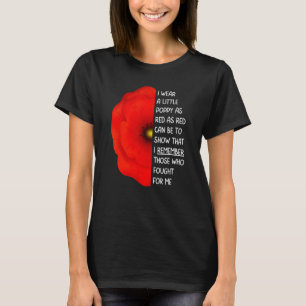 Veterans Day Lest We Forget Red Poppy Flower USA M T-Shirt
