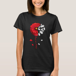 Veterans Day Lest We Forget Red Poppy Flower Usa M T-Shirt