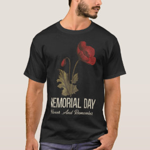 Veterans Day Lest We Forget Red Poppy Flower Usa T-Shirt