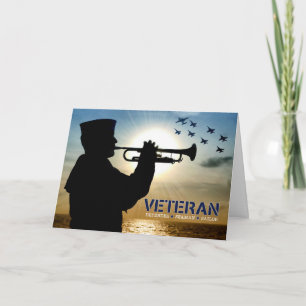 Veterans Day Navy Sailor Veteran Bugler and Jets Holiday Card