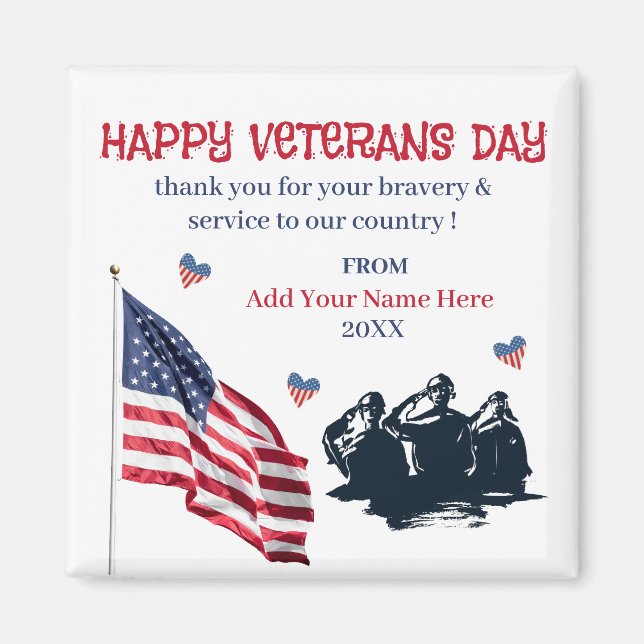 Veterans Day Patriotic USA Flag Thank You  Magnet (Front)