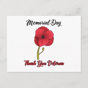 Veterans Day Pride USA Memorial Day Poppy Poppy Postcard
