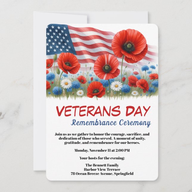 Veterans Day | Remembrance Ceremony Invitation (Front)