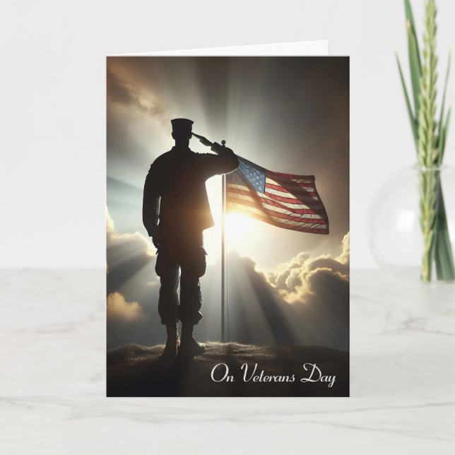 Veterans Day Saluting American Soldier  Card (Front)