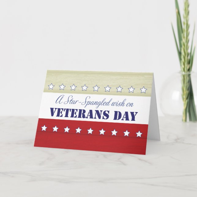 Veterans Day, Star Spangled Wish, Red, White, Blue Card (Front)