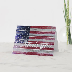 Veteran's Day Thank You, American Flag on Distress You Card