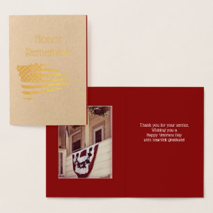 Veterans Day Thank You Gold Foil Card