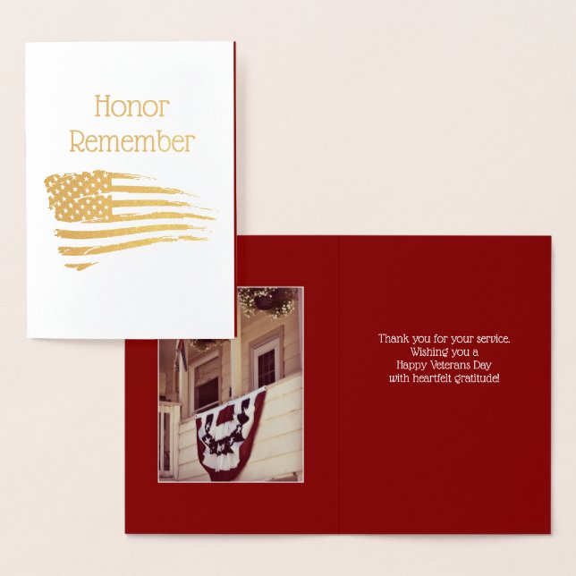 Veterans Day Thank You Gold Foil Card (Display)