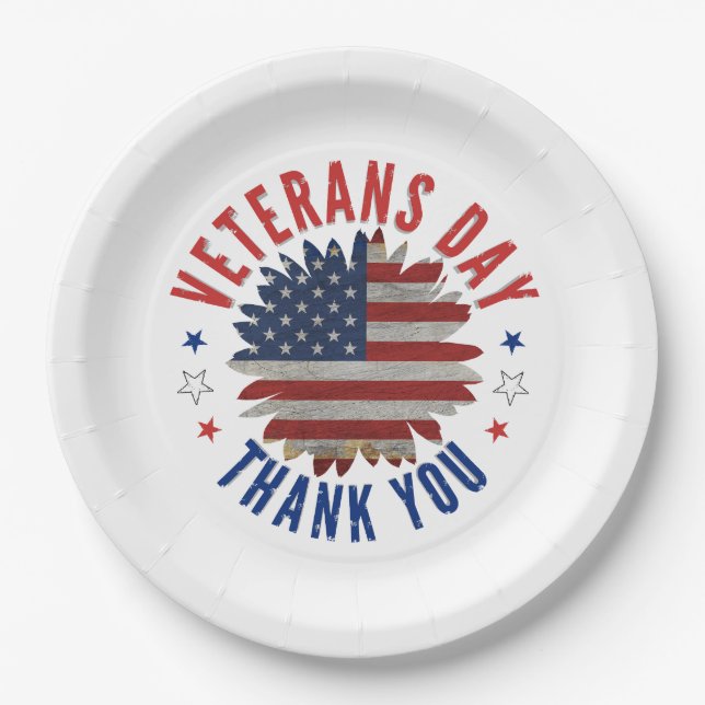 VETERANS DAY THANK YOU  PAPER PLATE (Front)
