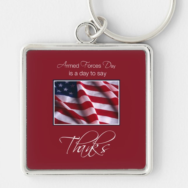 Veteran's Day Thank You, Patriotic American Flag Key Ring (Front)