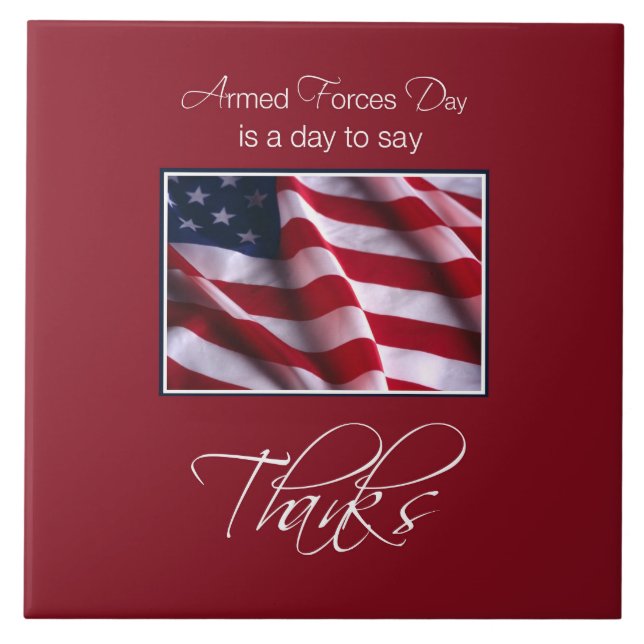 Veteran's Day Thank You, Patriotic American Flag Tile (Front)