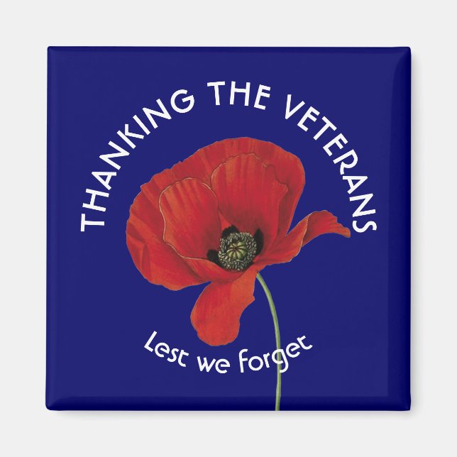 Veterans Day THANK YOU Remembrance Day Poppy Magnet (Front)