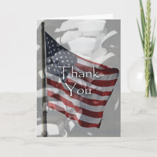 Veteran's Day Thank You, US Flag, Military photo Thank You Card