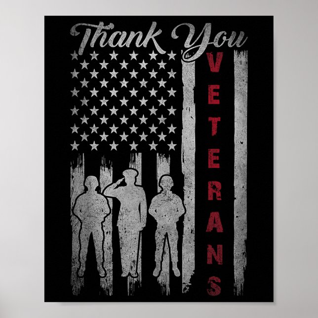 Veterans Day Thank You Veterans Proud Patriotic Poster (Front)