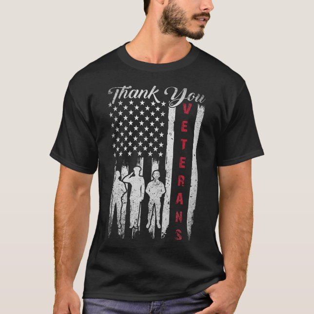 Veterans Day Thank You Veterans Proud Patriotic Us T-Shirt (Front)